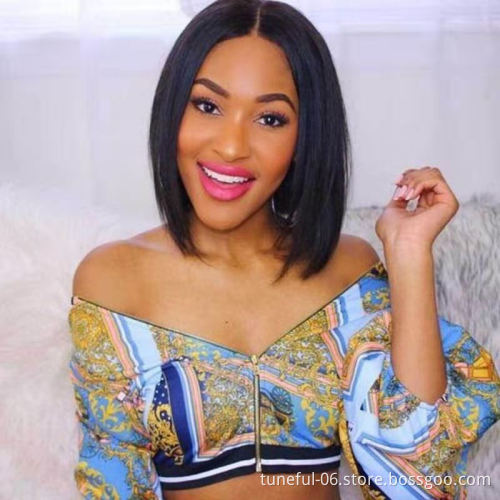 Tuneful Factory Price Top Selling Wholesale Bob Style Short 100%  Brazilian Hair Lace Front Wig Virgin Human Hair 004 Bob Wigs